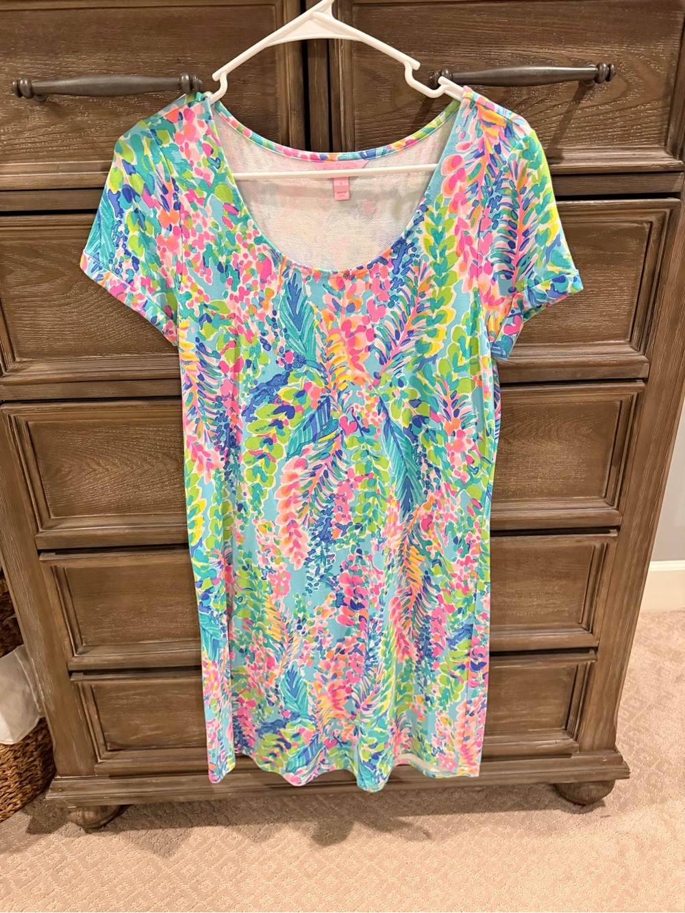 Colorful Tropical Print Short Sleeve Dress